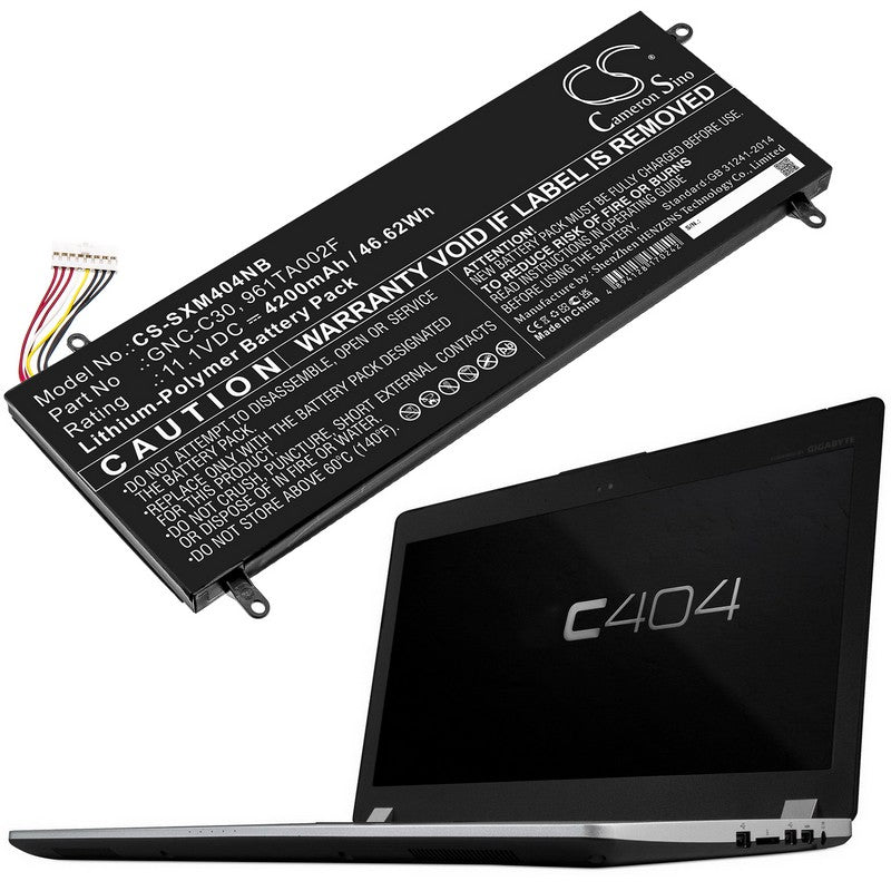 Replacement Gigabyte P34G V1, P34G V2, P34G-CF1, P34GV2-CF2, U24, U2442, U2442D, U2442F, U2442N, U2442S, U2442T, U2442T-CF1, U2442V, U24F, U24F-2, U24F-CF1 Battery